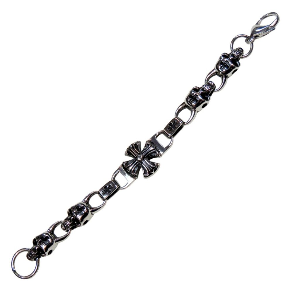 Inox Men's Stainless Steel Skull Cross Bracelet